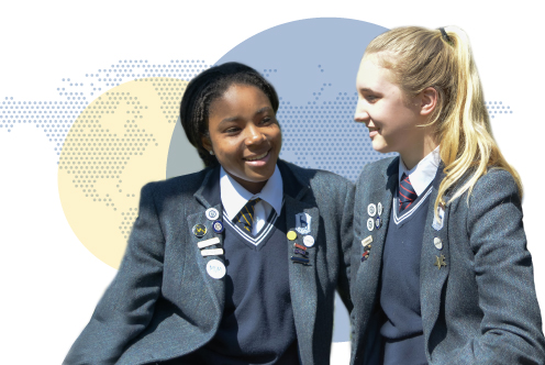 Two boarding school students smiling