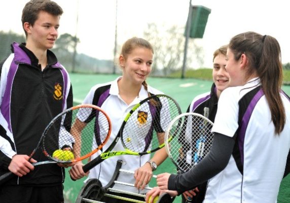 Ellesmere school pupils playing Tennis